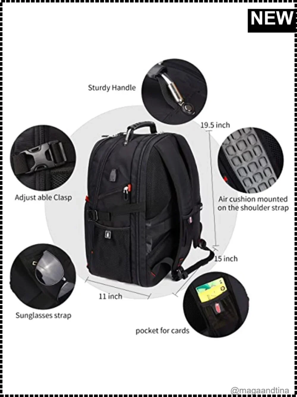 Extra Large Travel Laptop Backpack 50L Fits 17 Inch with USB Charging Port
